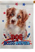 Patriotic Red Australian Shepherd House Flag