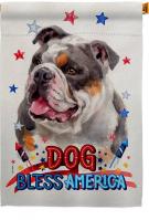 Patriotic Merle Bulldog House Flag