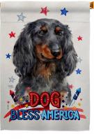 Patriotic Blue Long Hair Dachshund House Flag