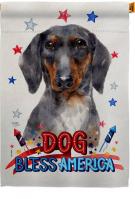 Patriotic Black Tan Dachshund House Flag