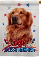 Patriotic Red Golden Retriever House Flag