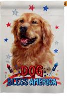 Patriotic Dark Golden Retriever House Flag