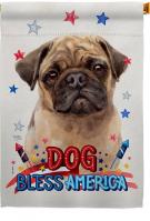 Patriotic Fawn Pug House Flag