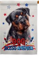 Patriotic Mahogany Rottweiler House Flag