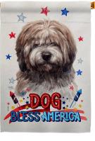 Patriotic Brindle Tibetan Terrier House Flag