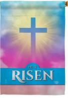 He Is Risen Cross Decorative House Flag