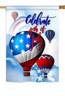 July 4th Hot Air Balloon House Flag