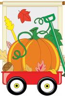 Fall Pumpkins Hand Wagon Applique House Flag