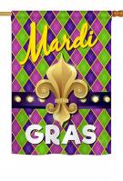 Mardi Gras Fleur De Lys House Flag