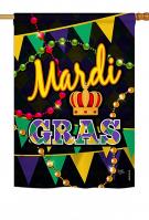 Time To Mardi Gras House Flag