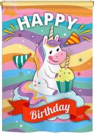 Unicorn Happy Birthday House Flag