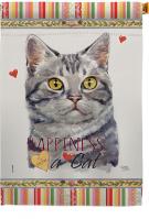 Red American Short Hair Happiness House Flag