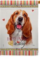 Basset Hound Happiness House Flag