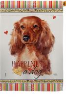 Long Hair Dachshund Happiness House Flag