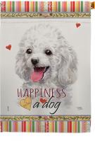 White Poodle Happiness House Flag