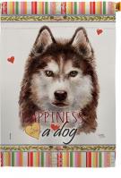 Brown Siberian Husky Happiness House Flag