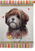 Brown Tibetan Terrier Happiness House Flag