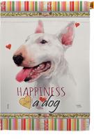 White Bull Terrier Happiness House Flag
