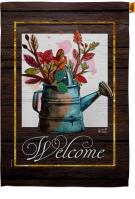 Welcome Watering Can House Flag