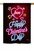 Neon Valentines Love House Flag