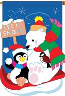 Snow Fun Applique House Flag