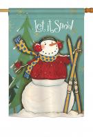 Let It Snow Snowman House Flag