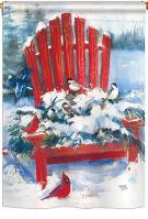 Red Chair in Winter House Flag