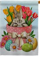 Bunny With Tulips House Flag