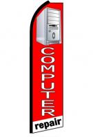 Computer Repair Red (Black Sleeve) Feather Flag 3\' x 11.5\'