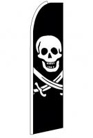 Pirate Black & White Feather Flag 3\' x 11.5\'