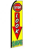 Stop Look Save (Black Sleeve) Feather Flag 3\' x 11.5\'