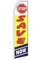 Stop Save Now Wind Feather Flag 3\' x 11.5\'