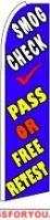 Smog Check Pass Or Free Retest Feather Flag 2.5' x 11.5'