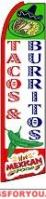 Tacos & Burritos (Red Sleeve) Feather Flag 2.5' x 11.5'