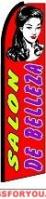 Salon De Belleza (Sideways, Black Sleeve) Feather Flag 2.5' x 11