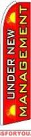 Under New Management (Red)  Feather Flag 2.5' x 11.5'